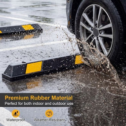 Coast Rubberen Wielstopper - Parkeerhulp - Gele Reflecterende Strepen - Zwart Geel