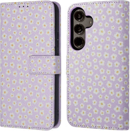 imoshion Hoesje Geschikt voor Samsung Galaxy S24 Hoesje Met Pasjeshouder - imoshion Design Bookcase smartphone - Meerkleurig / White Daisy