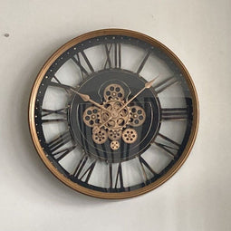 Industriele klok - zwarte klok - klok goud 60 cm