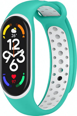 iMoshion Bandje Geschikt voor Xiaomi Mi Band 7 - iMoshion Siliconen sport band met inkliksysteem ronde drukknoop - Mintgroen