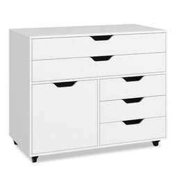 Coast Mobiele Ladekast - 5 Lades en Printerstandaard op Wielen - 77,5 x 40 x 64 cm