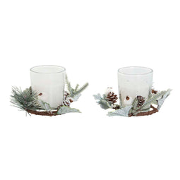 kaarsjes DKD Home Decor Wit Kerstmis 10 x 10 x 7 cm 19 x 10.5 x 7 cm (2 Stuks)