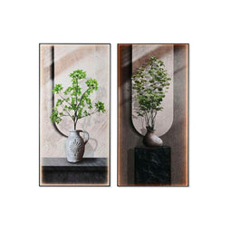 Canvas Home ESPRIT - Vaas - Groen Beige - 80 x 3 x 160 cm (2 stuks)