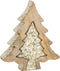 J-Line decoratie Puzzel Kerstboom - hout - glitter/goud - small