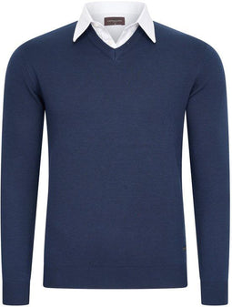 Cappuccino Italia - Heren Trui Mock Pullover - Blauw - Maat XXL