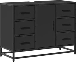 vidaXL - Wastafelkast - 80x33x60 - cm - bewerkt - hout - zwart