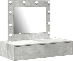 vidaXL - Wandplank - Make-uptafel - met - LED-verlichting - in - Betonnen - Grijs