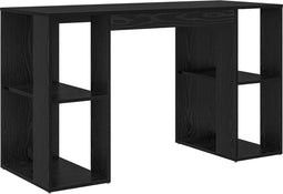 vidaXL - Bureau - met - Opslag - Zwart - 130x50.5x75 - cm - Gemaakt - van - hout