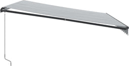 vidaXL - Luifel - handmatig - uittrekbaar - en - LED - 450x350 - cm - antraciet - en - wit