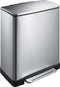 EKO - E-Cube recycling pedaalemmer 28+18 liter - Stainless steel Plastic - mat RVS - Prullenbak