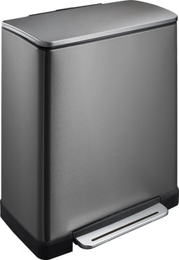 EKO - E-Cube recycling pedaalemmer 28+18 liter - Stainless steel Plastic - black steel - Prullenbak