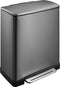 EKO - E-Cube recycling pedaalemmer 28+18 liter - Stainless steel Plastic - black steel - Prullenbak