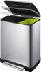 EKO - E-Cube recycling pedaalemmer 28+18 liter - Stainless steel Plastic - mat RVS