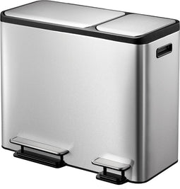 EKO - EcoCasa Recycler pedaalemmer 15+15+15 liter - Stainless steel Plastic - mat RVS