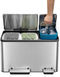 EKO - EcoCasa Recycler pedaalemmer 15+15+15 liter - Stainless steel Plastic - mat RVS