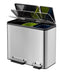 EKO - EcoCasa Recycler pedaalemmer 15+15+15 liter - Stainless steel Plastic - mat RVS