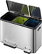 EKO - EcoCasa Recycler pedaalemmer 15+15+15 liter - Stainless steel Plastic - mat RVS