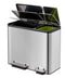 EKO - EcoCasa Recycler pedaalemmer 30+15 liter - Stainless steel Plastic - mat RVS