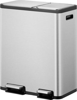 EKO - EcoCasa Recycler pedaalemmer 30+20 liter - Stainless steel Polypropyleen - mat RVS