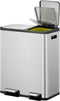 EKO - EcoCasa Recycler pedaalemmer 30+20 liter - Stainless steel Polypropyleen - mat RVS