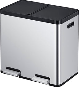 EKO - Essential 1 Recycler pedaalemmer 22+22 liter - Stainless Steel Plastic - mat RVS