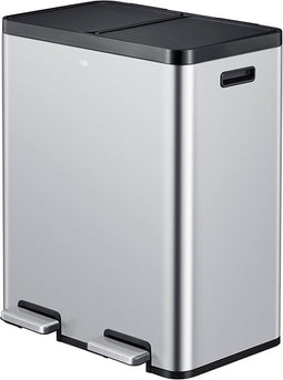 EKO - Essential 1 Recycler pedaalemmer 30+30 liter - Stainless Steel Plastic - mat RVS