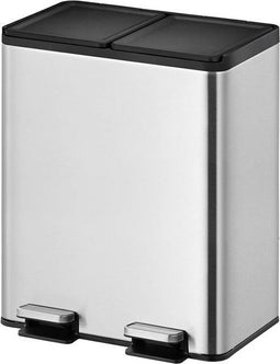 EKO - Essential splitted Recycler pedaalemmer 20+20 liter - Stainless steel - mat RVS