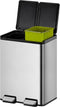 EKO - Essential splitted Recycler pedaalemmer 20+20 liter - Stainless steel - mat RVS