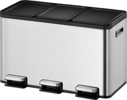 EKO - Essential splitted Recycler pedaalemmer 3x10 liter - Stainless steel - mat RVS - Prullenbak