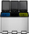 EKO - Essential splitted Recycler pedaalemmer 3x10 liter - Stainless steel - mat RVS - Prullenbak