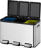 EKO - Essential splitted Recycler pedaalemmer 3x10 liter - Stainless steel - mat RVS - Prullenbak