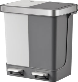 EKO - Hana Duo Recycling pedaalemmer 10+10 liter - Stainless steel Plastic - wit, grijs