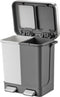 EKO - Hana Duo Recycling pedaalemmer 10+10 liter - Stainless steel Plastic - wit, grijs