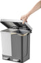 EKO - Hana Duo Recycling pedaalemmer 10+10 liter - Stainless steel Plastic - wit, grijs