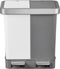 EKO - Hana Duo Recycling pedaalemmer 10+10 liter - Stainless steel Plastic - wit, grijs