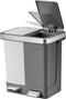 EKO - Hana Duo Recycling pedaalemmer 10+10 liter - Stainless steel Plastic - wit, grijs