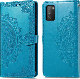 iMoshion Hoesje Geschikt voor Xiaomi Poco M3 Hoesje Met Pasjeshouder - iMoshion Mandala Bookcase - Turquoise