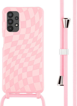 iMoshion Hoesje Geschikt voor Samsung Galaxy A13 (4G) Hoesje Met Koord - iMoshion Siliconen design hoesje met koord - Roze / Retro Pink
