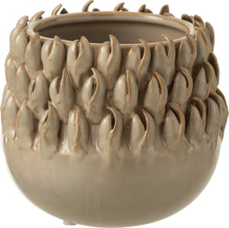 J-Line bloempot Ibiza - keramiek - grijs - large - Ø 15.5 cm