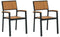 vidaXL - Tuinstoelen - 2 - stuks - Stapelbaar - Zwart - Massief - Acacia - & - Metaal