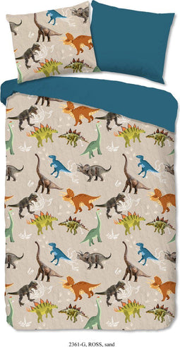 Good Morning Kinderdekbedovertrek "dino's" - Zand - (140x200/220 cm) - Katoen
