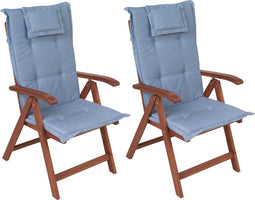 TOSCANA - Tuinstoel set van 2 - Donkere houtkleur/Blauw - Acaciahout