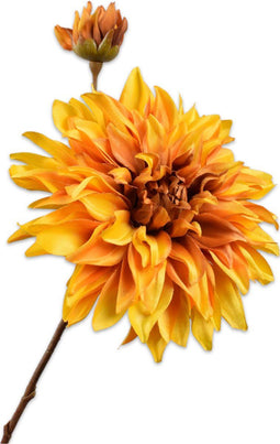Silk-ka Kunstbloem-Zijde Dahlia Tak Geel 78 cm