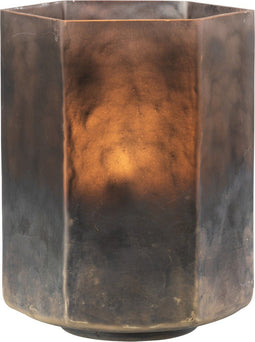 J-Line windlicht Zeshoek - glas - grijs - large