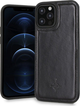 NorthLife - Geschikt voor iPhone 12 Pro Max - Leren Backcover hoes - Zwart