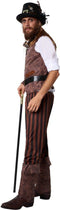 dressforfun - Steampunk Avonturier XL - Kostuum met gestreepte broek en laarskappen
