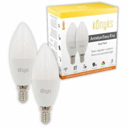 KONYKS Antalya Easy E14 - LED-lampen - Wi-Fi + BT - 5 W - 350 Lumen - RGB + Wit - Alexa / Google Home compatibel (2 stuks)