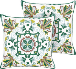 ELANITE - Sierkussen set van 2 - Groen - 45 x 45 cm - Katoen