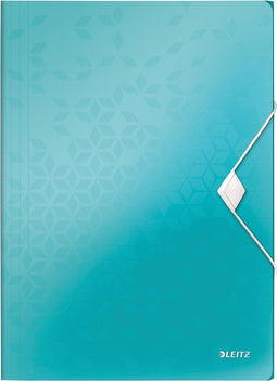 Elastomap leitz wow a4 3 kleppen pp ijsblauw - 10 stuks