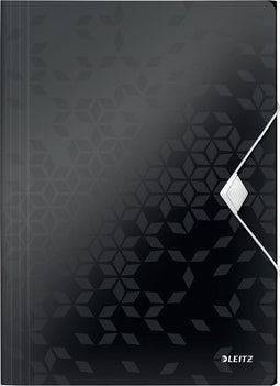 Elastomap Leitz WOW A4 3 kleppen PP zwart - 10 stuks